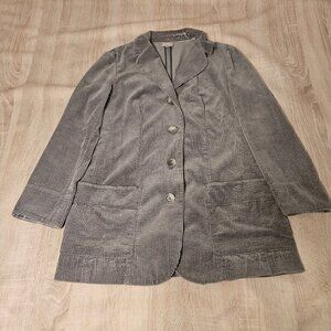 J . Jill Womens S Corduroy Velvet Wrist  Boyfriend Button Front Jacket Grey
